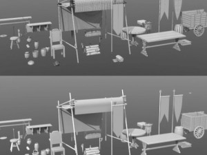 pack medieval props 3D मॉडल