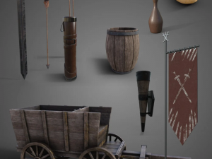 pack medieval props 3D मॉडल