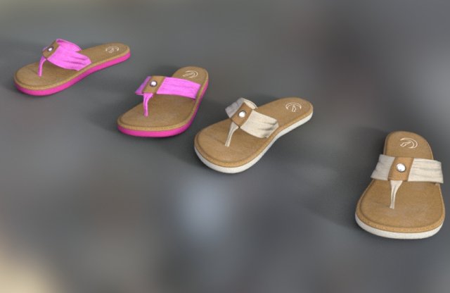 flips flops summer 3D Model .c4d .max .obj .3ds .fbx .stl .blend 
