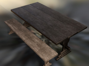Chair table long 3D 모델