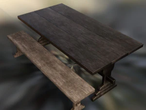 Стілець стіл довгий 3D Модель