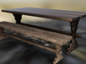 Chair table long 3D 모델