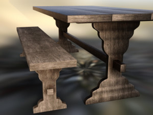 Chair table long 3D 모델