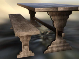 Chair table long 3D Model
