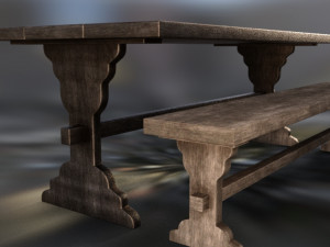 Chair table long 3D 모델