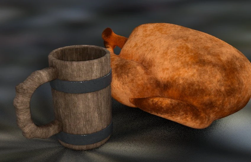 Turkey and mug 3D Model .c4d .max .obj .3ds .fbx .stl .blend 