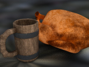 Turkey and mug 3D-Modell