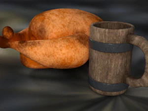 Turkey and mug 3D Model