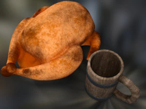 Turkey and mug 3D Model