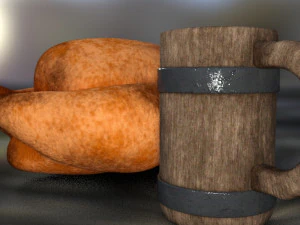 Turkey and mug 3D Model