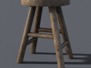 Stool medieval decor 3D Model