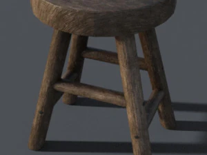 Stool medieval decor 3D Model