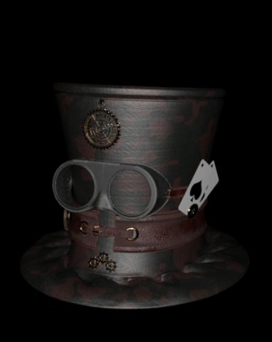 Steampunk Hat old style card Model 3D .c4d .max .obj .3ds .fbx .stl .blend 
