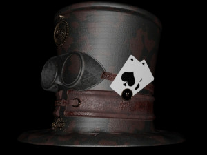Steampunk Hat old style card Model 3D