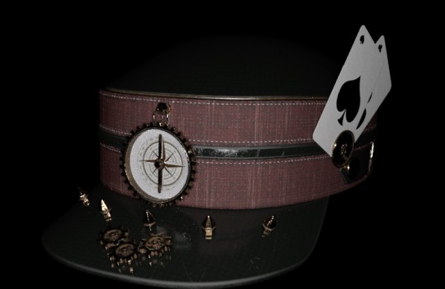 Hat military old Card style Model 3D .c4d .max .obj .3ds .fbx .stl .blend