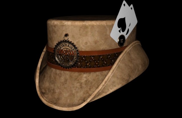 Steampunk Hat old card 3D 模型 .c4d .max .obj .3ds .fbx .stl .blend 