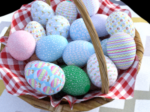 Pack eggs easter with basket 3D Model
