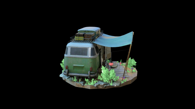 Bus traveler kombi adventure 3D Model .c4d .max .obj .3ds .fbx .stl .blend 