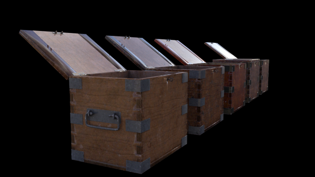 Old Wooden Safe Box Wood Modelo 3D .c4d .max .obj .3ds .fbx .stl .blend 