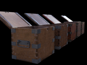 Old Wooden Safe Box Wood 3D Models