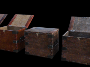 Old Wooden Safe Box Wood Modelo 3D