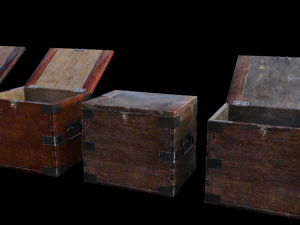 Old Wooden Safe Box Wood 3D Model