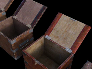 Old Wooden Safe Box Wood 3D Model