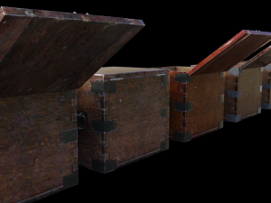 Old Wooden Safe Box Wood Modelo 3D