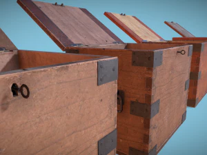 Old Wooden Safe Box Wood 3D Model