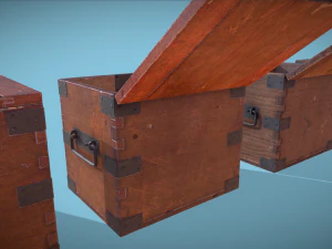 Old Wooden Safe Box Wood 3D Model