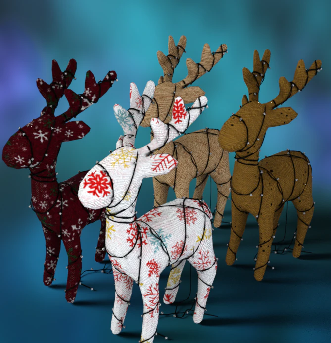 Lighted Decor Deer Christmas 3D Model .c4d .max .obj .3ds .fbx .stl .blend