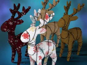 点亮装饰鹿圣诞节 3D 模型