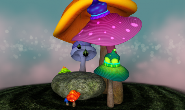 Mistical Mushroom Rock 3D 模型 .c4d .max .obj .3ds .fbx .stl .blend 