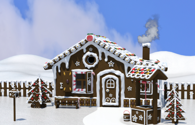 Magical Gingerbread Houses 3D Model .c4d .max .obj .3ds .fbx .stl .blend 
