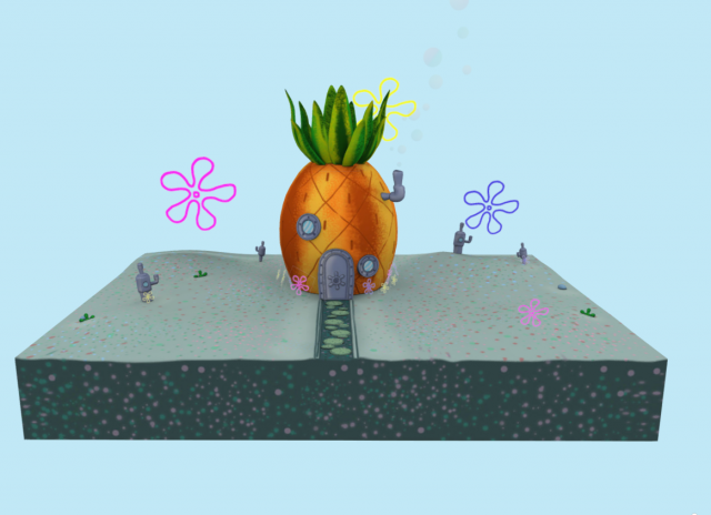 Sponge bob house 3D Model .c4d .max .obj .3ds .fbx .stl .blend 