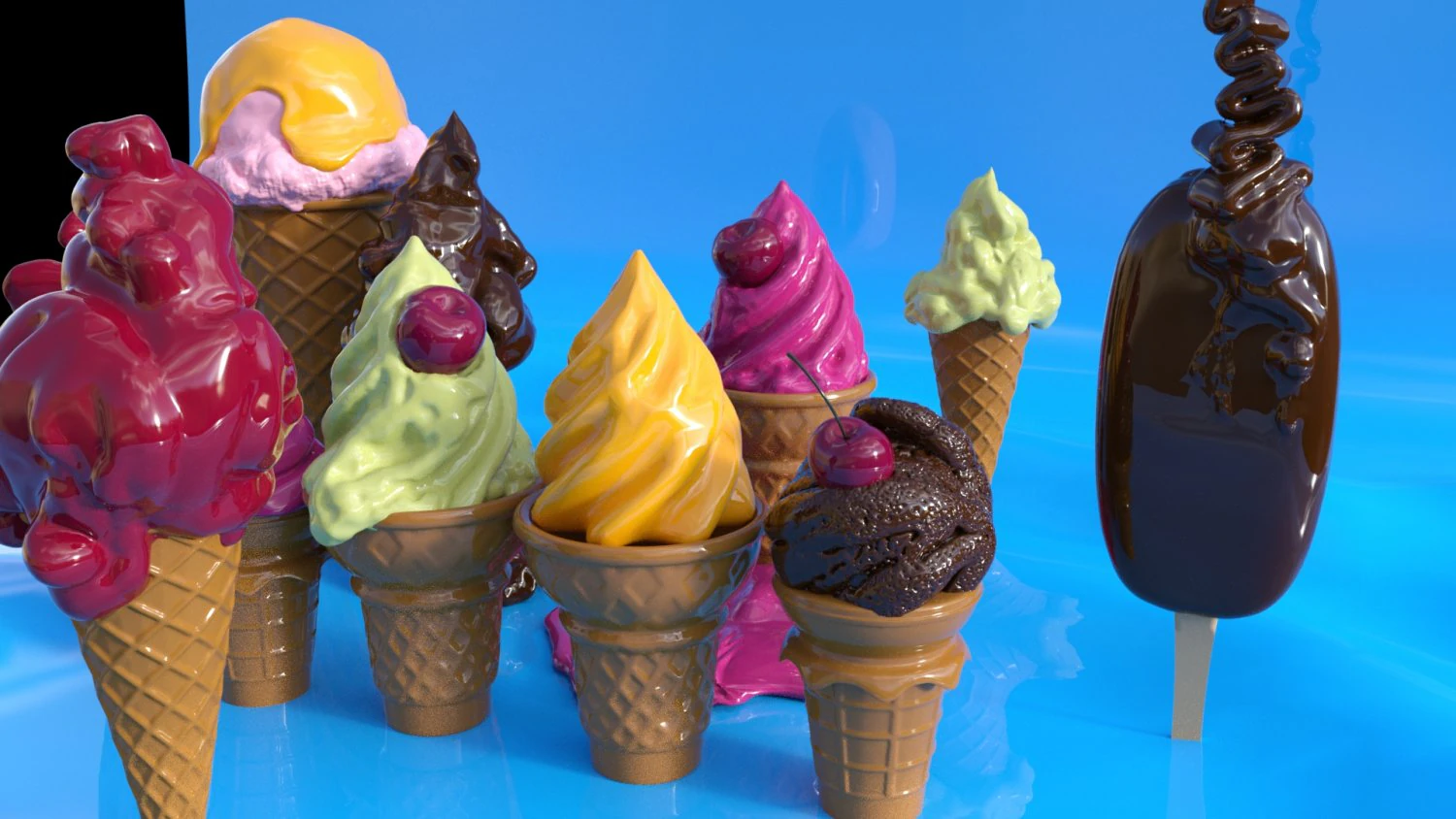 Gelatoo icecream pack 3D Model .c4d .max .obj .3ds .fbx .stl .blend