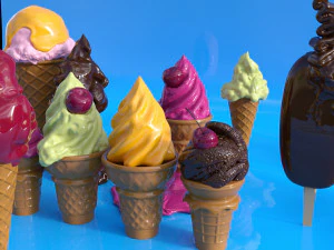 젤라또 아이스크림 팩 3D 모델