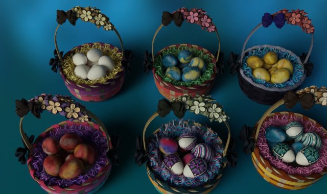 Basket easter Model 3D .c4d .max .obj .3ds .fbx .stl .blend 