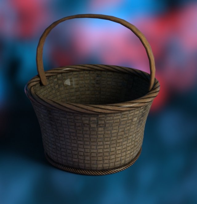 Wood Basket 3D Model .c4d .max .obj .3ds .fbx .stl .blend 