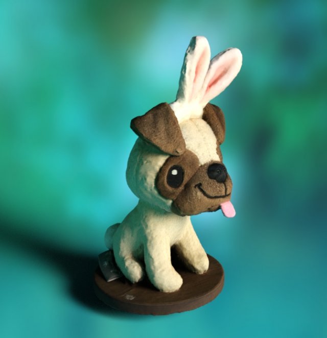 Easter Pug Dog Modello 3D .c4d .max .obj .3ds .fbx .stl .blend 