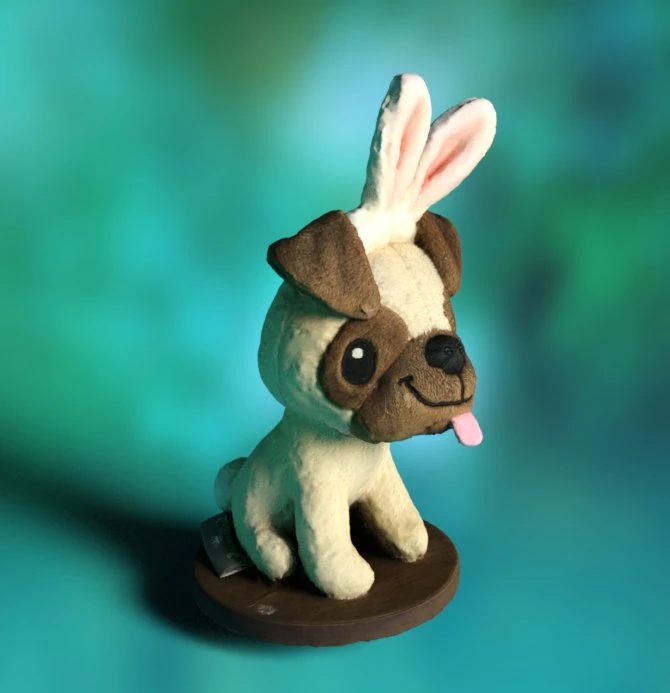 Easter Pug Dog 3D Model .c4d .max .obj .3ds .fbx .stl .blend