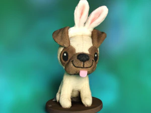 Easter Pug Dog 3D Model