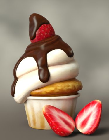 Strawberry muffin Modelo 3D .c4d .max .obj .3ds .fbx .stl .blend 