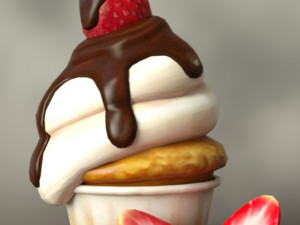 Strawberry muffin 3D Model