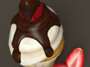 Strawberry muffin Modelo 3D