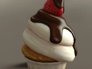 Strawberry muffin 3D Model