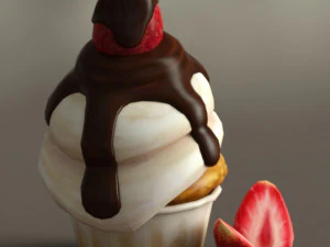 Strawberry muffin 3D Model