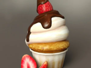 Strawberry muffin 3D Model