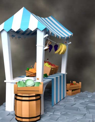 Market stall Modello 3D .c4d .max .obj .3ds .fbx .stl .blend 