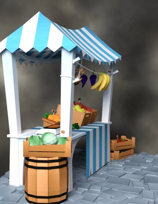 시장 매점 3D 모델 .c4d .max .obj .3ds .fbx .stl .blend 